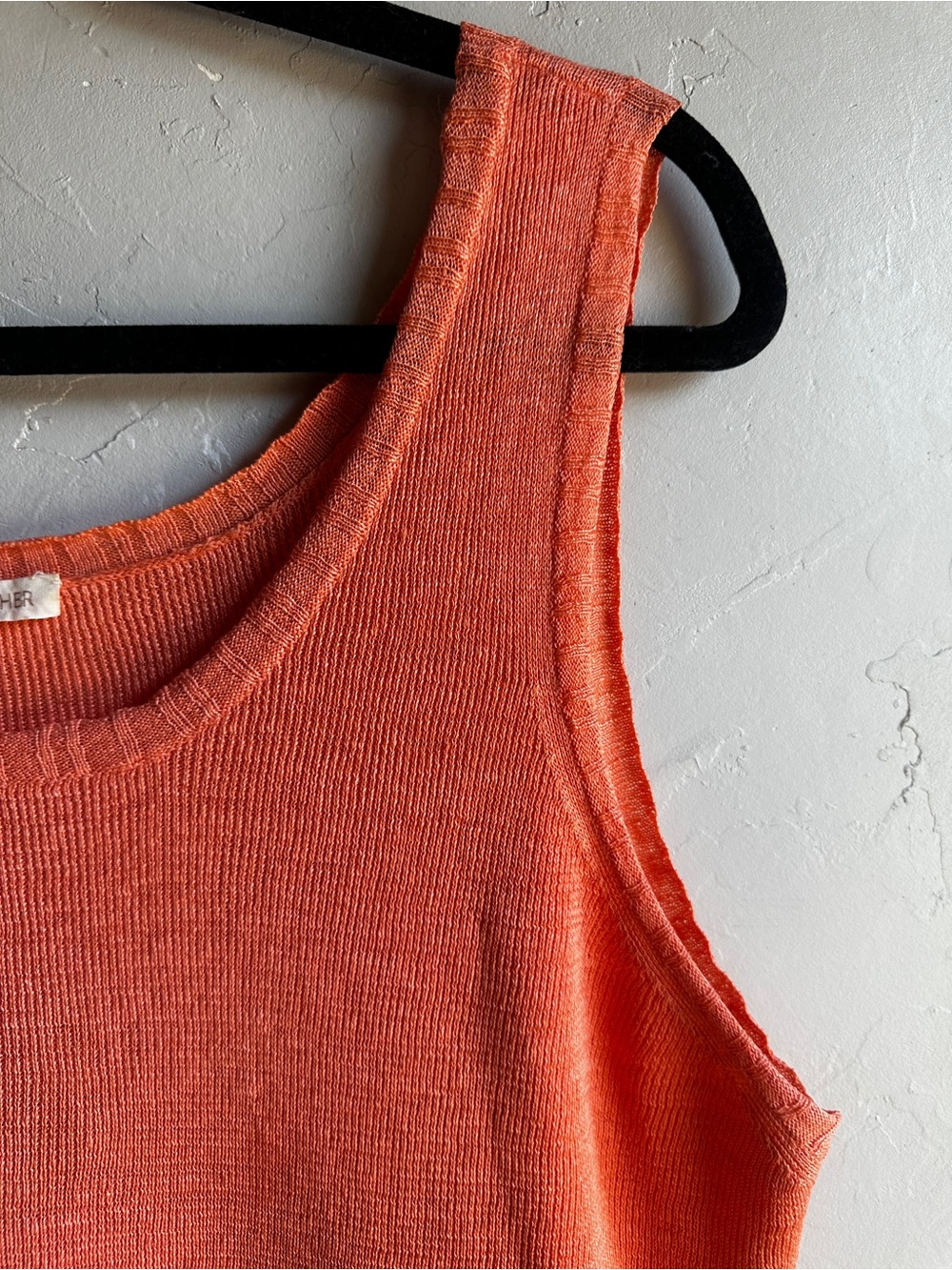 Eileen Fisher linen loose knit cardigan & tank set in coral, L and XL - Picture 6 of 16